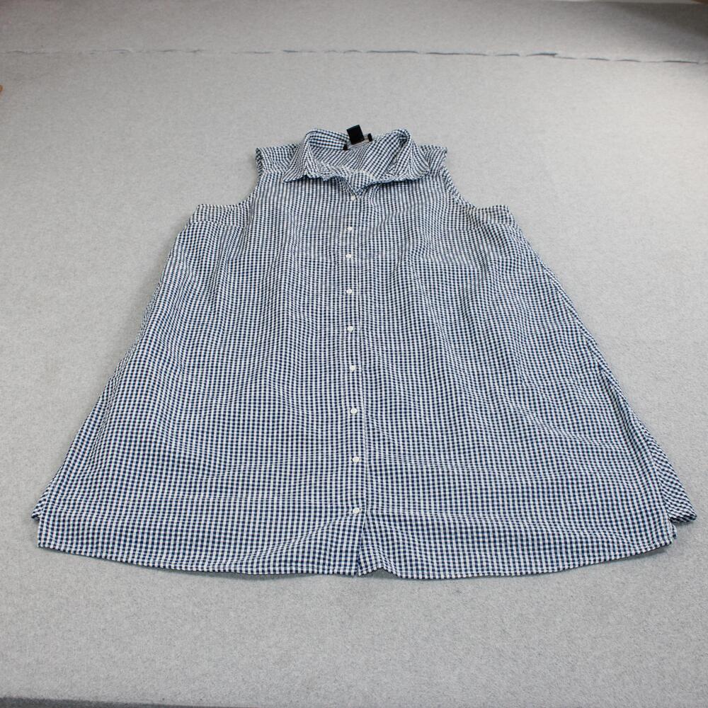 Jessica Howard Shirt Dress Women 16 Blue Gingham Sleeveless Button Front Pockets